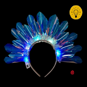 VINCHA DIADEMA IRIDISCENTE LED CELESTE (U2411-247) X 1